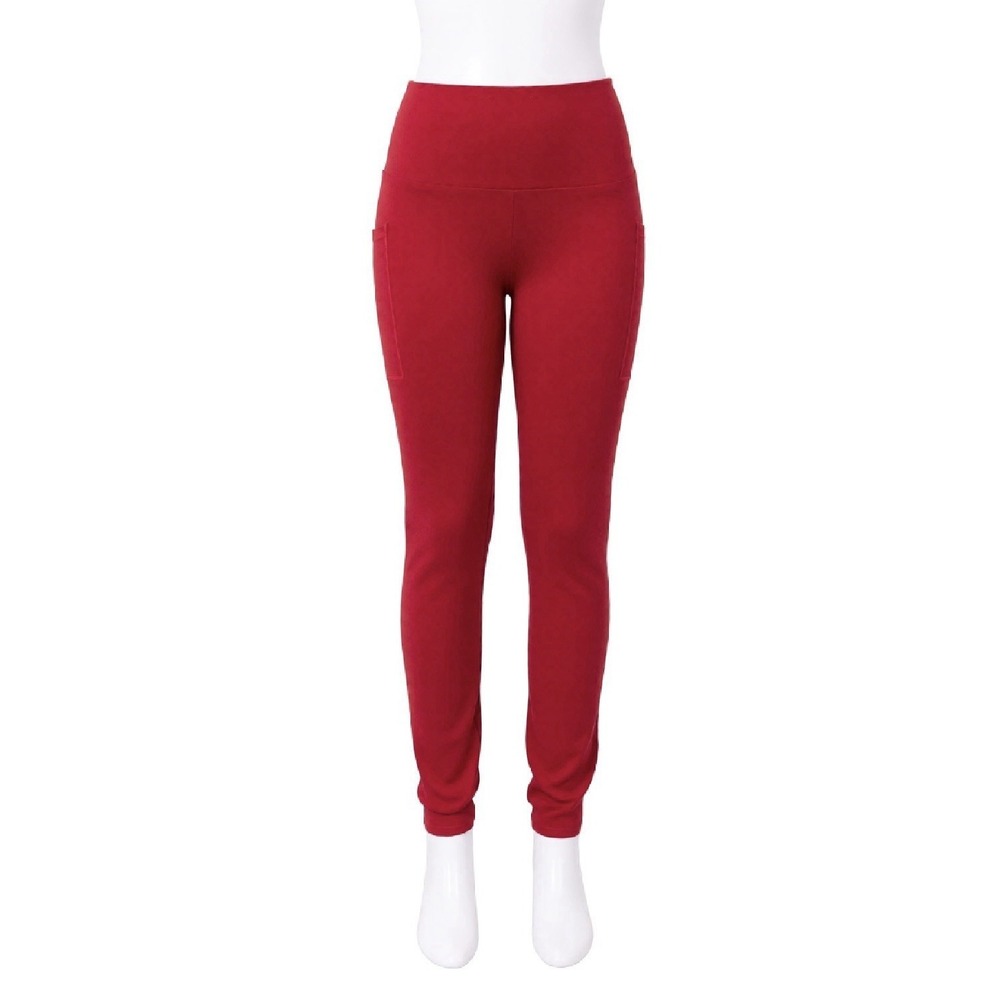 CVG Women's Leggings Fleece-Lined Pockets Size S Red Winter Gear